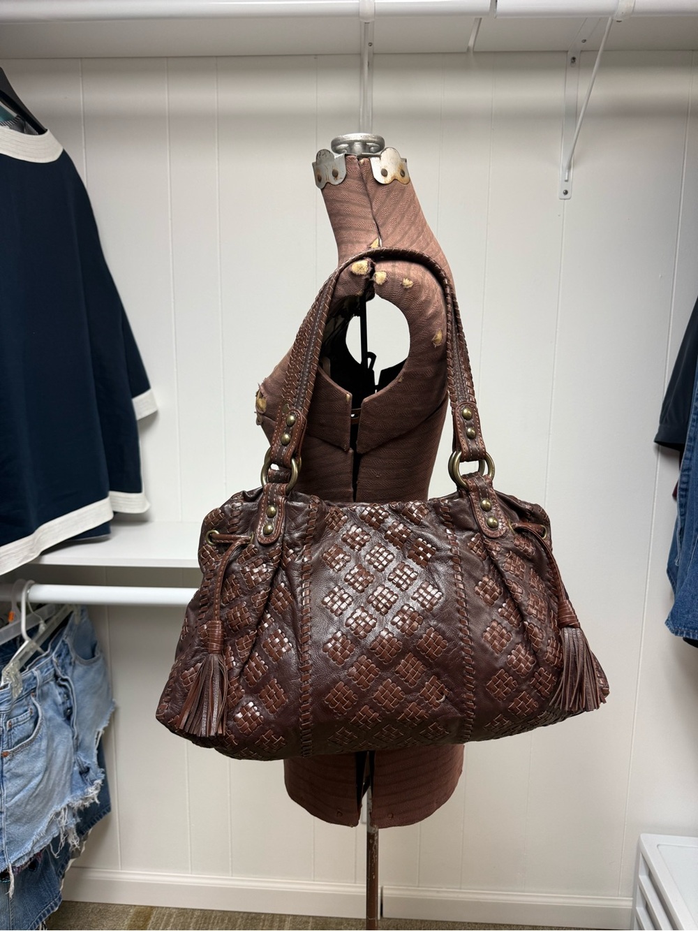 Vintage Isabella Fiore Leather Slouchy Shoulder Bag Chocolate Brown (Y2K) NWOT